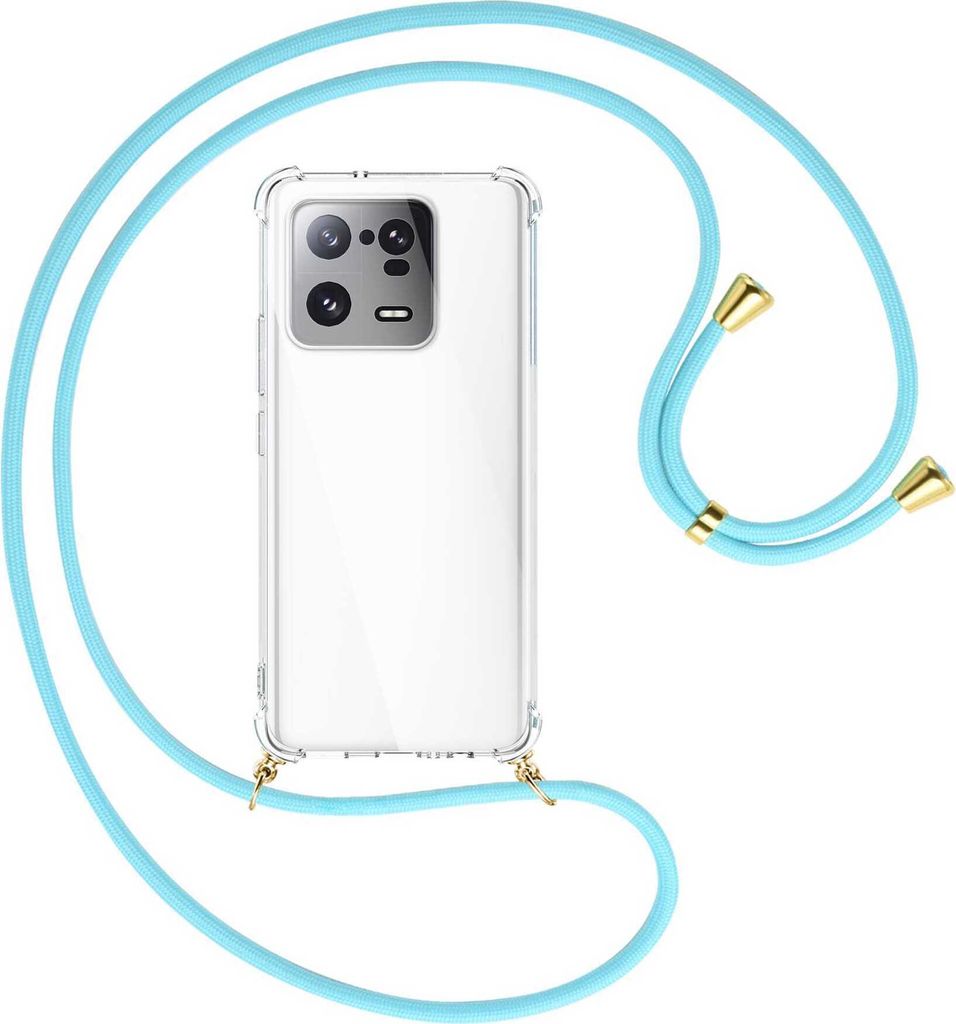 Handykette Backcover-Schutzhülle mit Band (Metall goldfarben) für Xiaomi 13 Pro (6.73'') - himmelblau