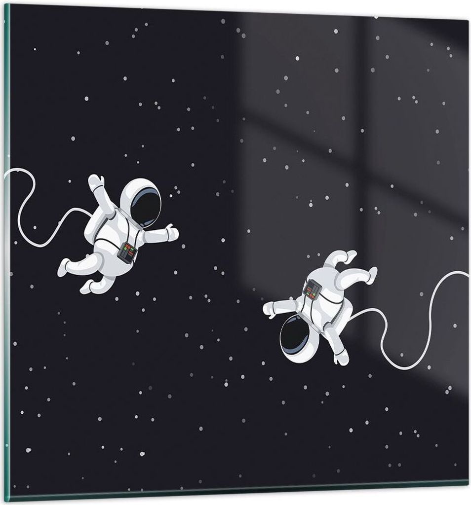 Bilder auf glas - Einteilig - Cartoon Astronauten Kosmos - 60x60cm - Glasbilder - Wandbilder - Bilder - zum Aufhängen bereit - Wanddekoration aus ...