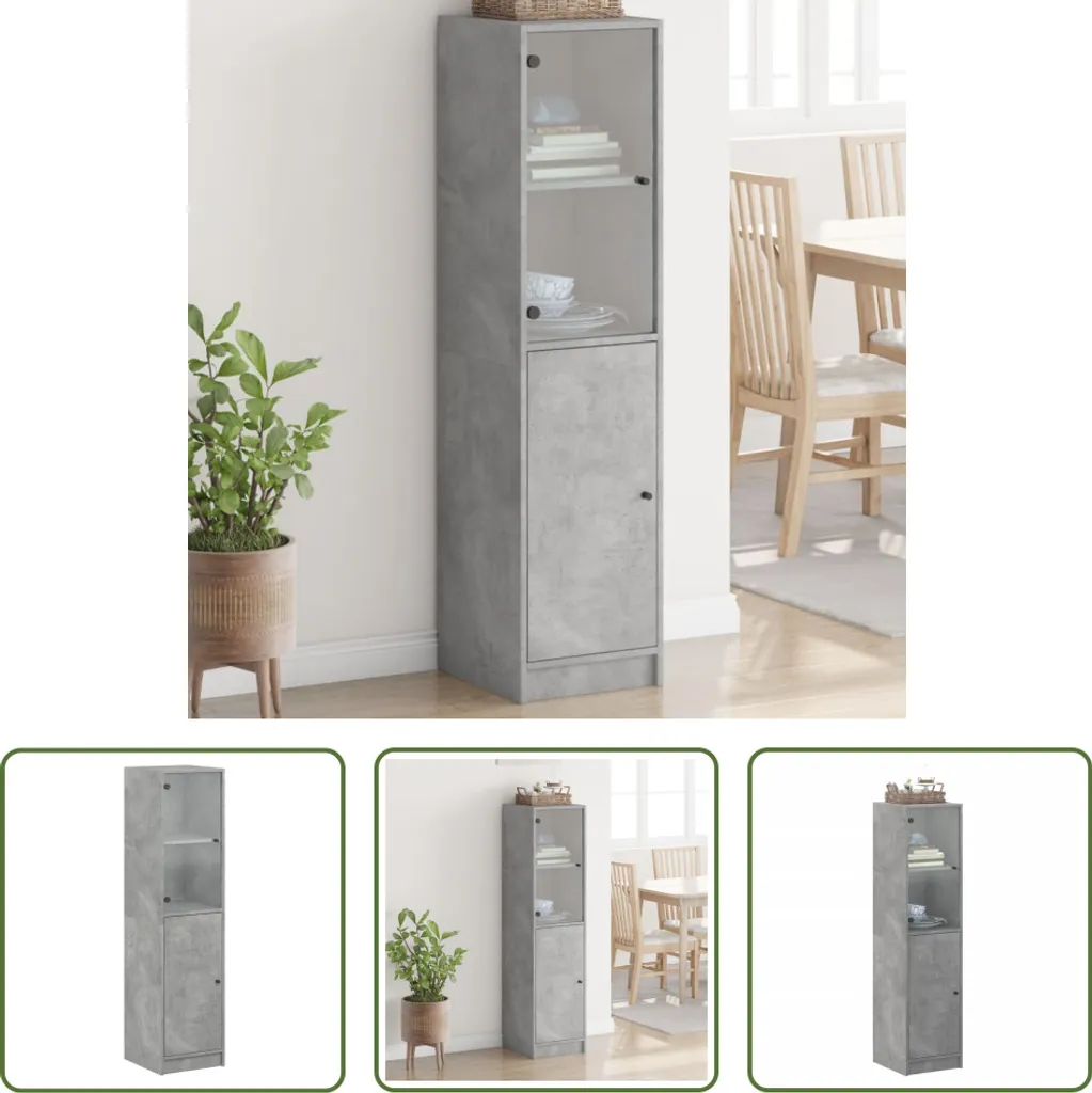 Mobile Vetrina Alta Grigio Cemento 35x37x142 cm | Design Industrial