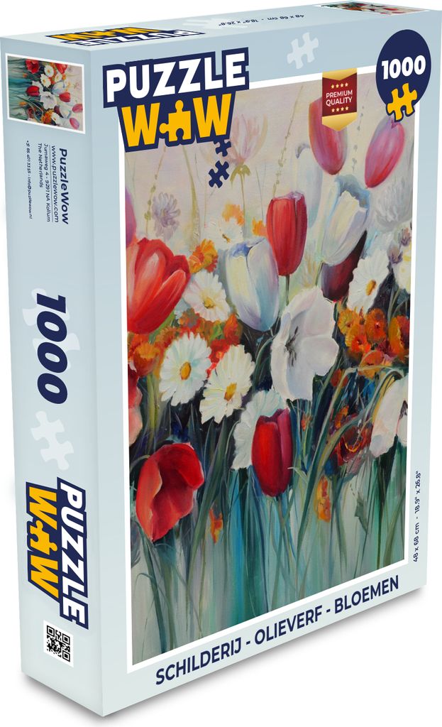 MuchoWow Puzzle 1000 Teile Malerei - Ölgemälde - Blumen - Spielzeug - Alt und Jung - Spiele - Puzzeln