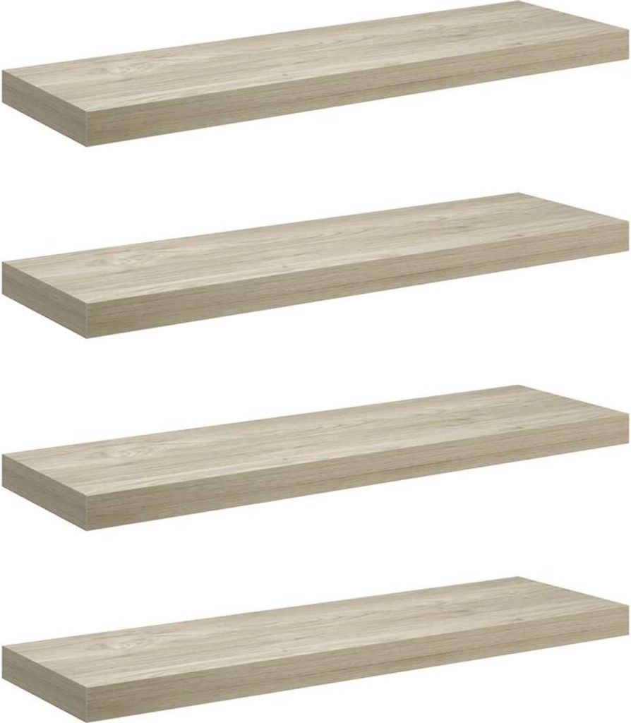 vidaXL Schweberegale 4 Stk. Eiche-Optik 80x23,5x3,8 cm MDF Produktbild 