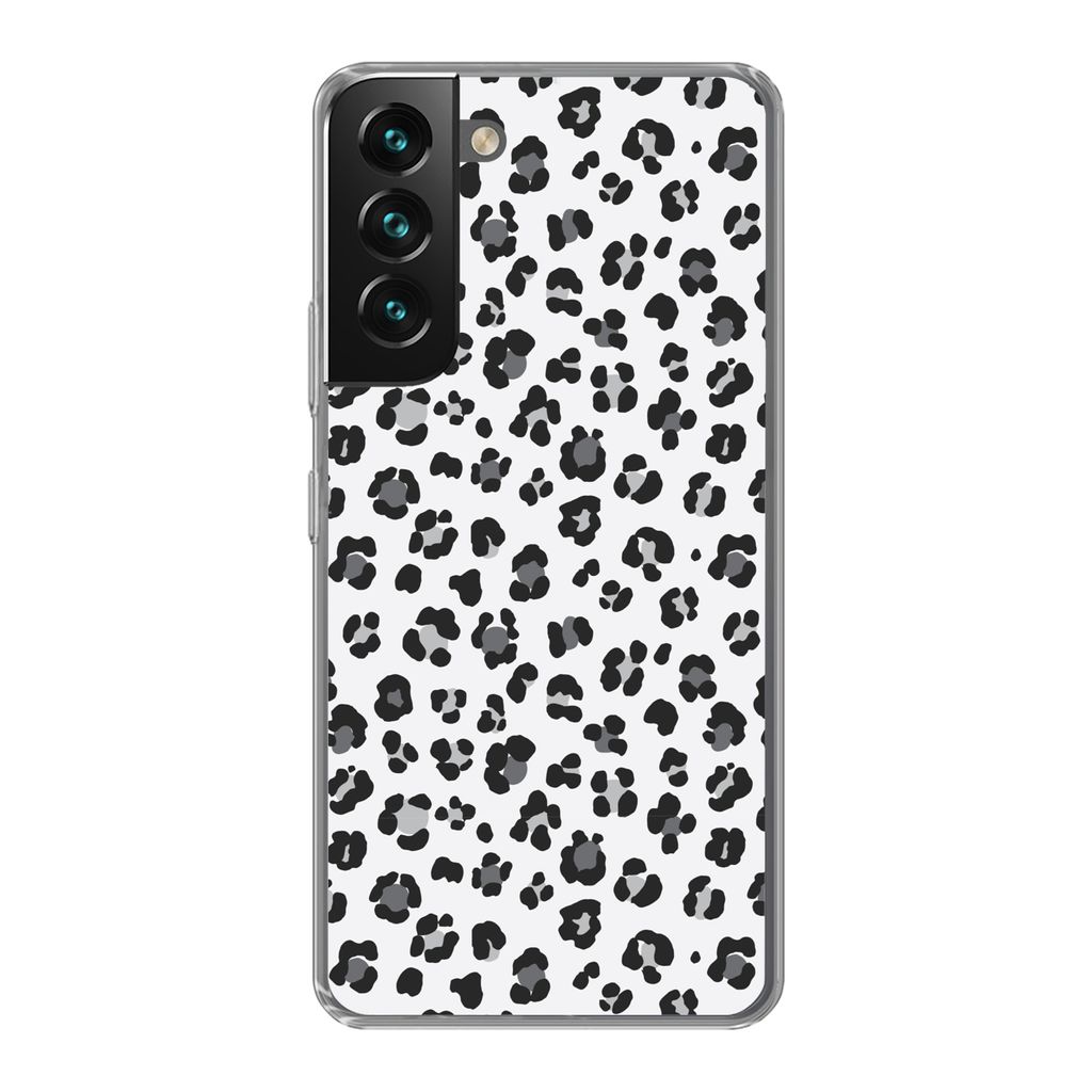 MuchoWow Handyhülle Schutzhülle Hülle für Samsung Galaxy S22 Plus Panther Druck - Grau - Abstrakt Silikon Softcase Handy Hülle - Schutzabdec...