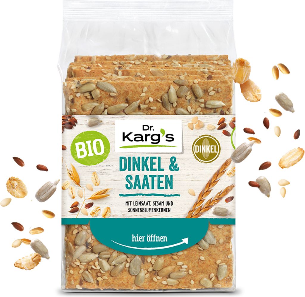 Dr. Kargs  Knäckebrot Dinkel und Saaten knackig vegan 200g Produktbild 