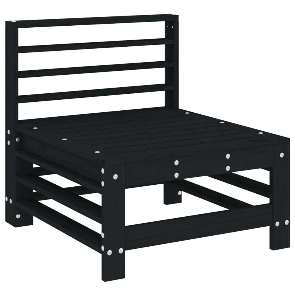SYFAX™ Divano Centrale da Giardino Nero in Legno Massello di Pino