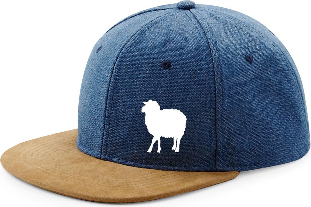 Huuraa Cappy Mütze Schaf Silhouette Denim Baumwolle und Polyester Snapback Kappe Geschenkidee