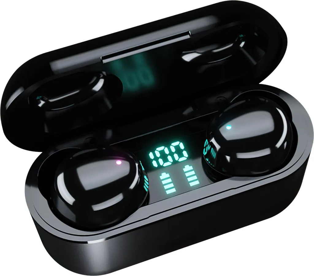 TWS Mini In-Ear Bluetooth 5.3 Kopfhörer, Sport, Noise Cancelling, IPX7, HIFI Sound, Schwarz