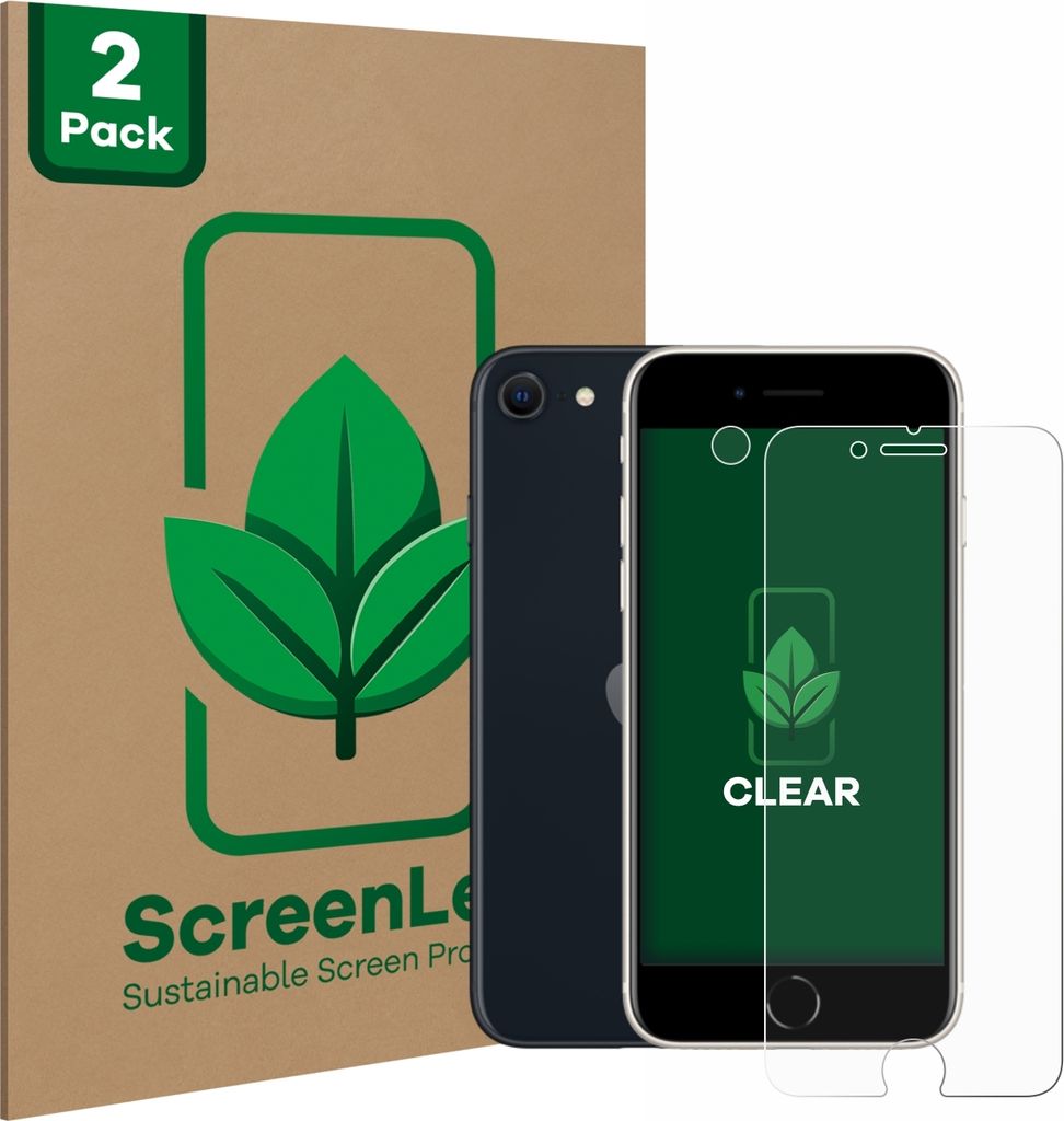 2x ScreenLeaf Schutzfolie für Apple iPhone SE 3 2022 (Display+Kamera) nachhaltiger Displayschutz Display Schutz Folie Klar Transparent