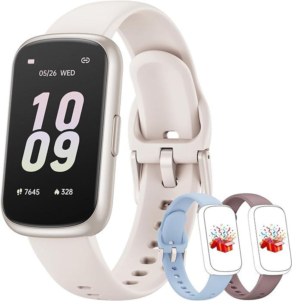Smartwatch Damen Herren 3 Armbänder, 1,47'' Klein Fitness Tracker Aktivitätstracker Pulsuhr SpO2 Schlaftracker Schrittzähler Sportuhr für Andro...