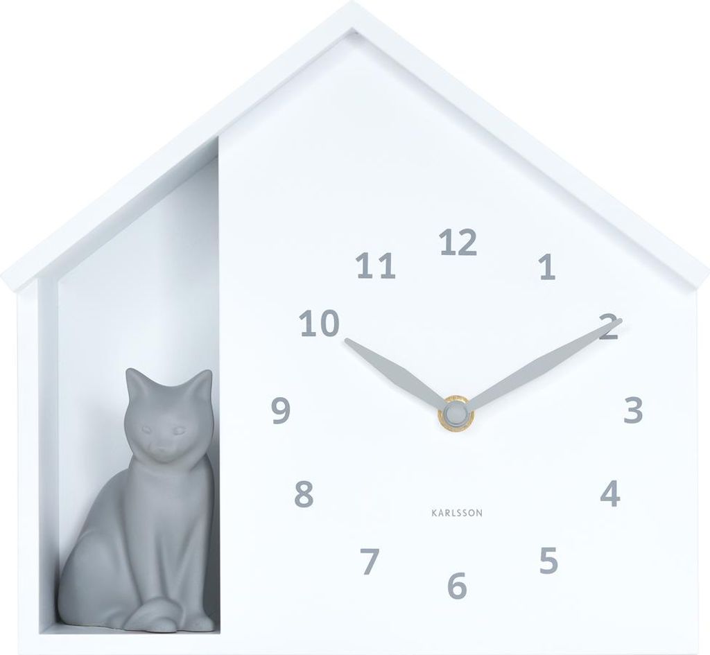 Karlsson - Wanduhr Siting Cat - Weiß - Ø24,9cm