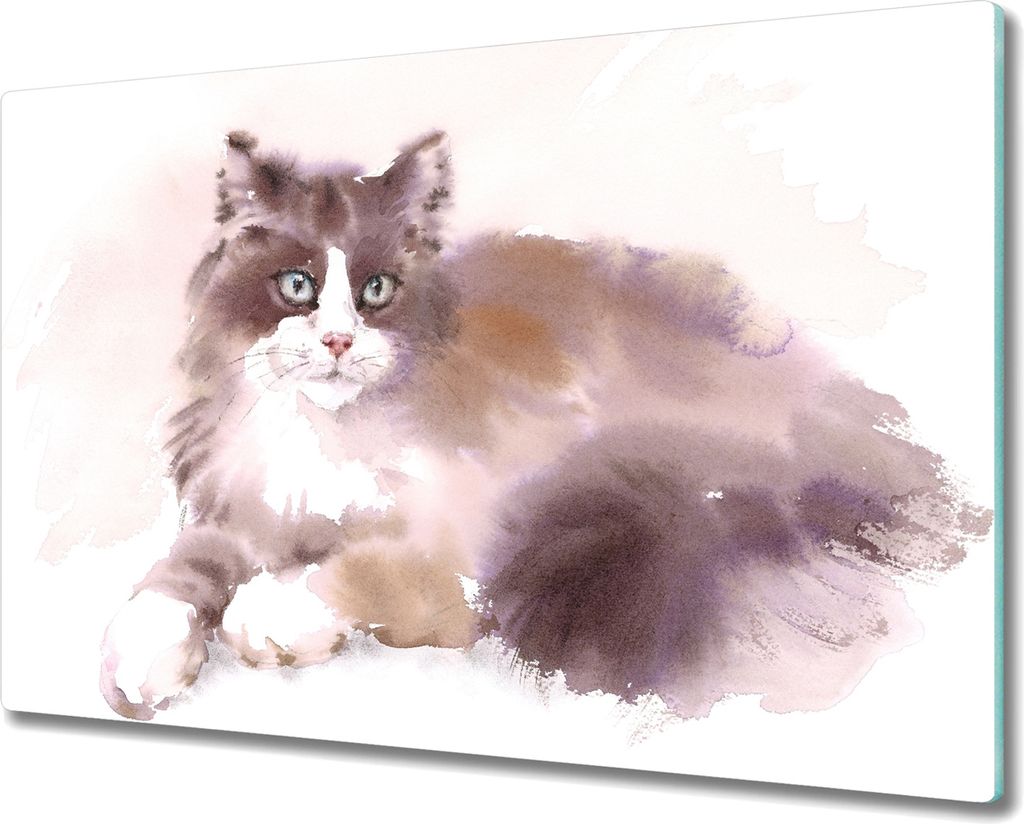 Coloray Schneidebrett Herdabdeckplatte 80x52 cm Kochplattenabdeckung Küchenbrett Hackbrett - Aquarell Tier