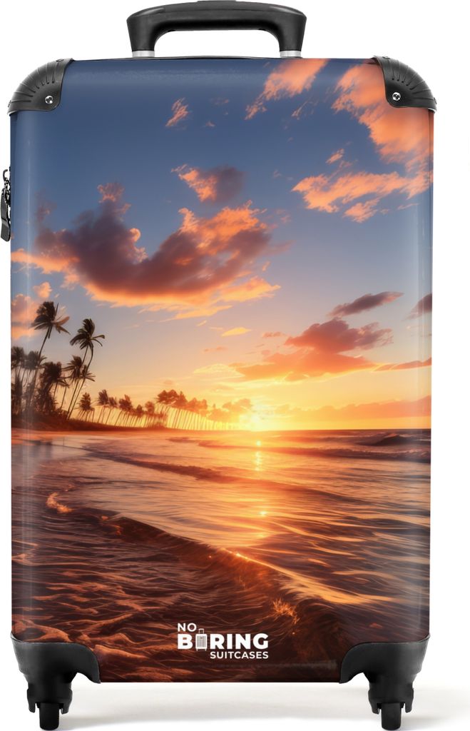 NoBoringSuitcases.com Koffer Handgepäck Trolley Rollkoffer Kleine Reisekoffer mit 4 Rollen - Meer bei Sonnenuntergang - Cabin Size < 55x40x23 cm...