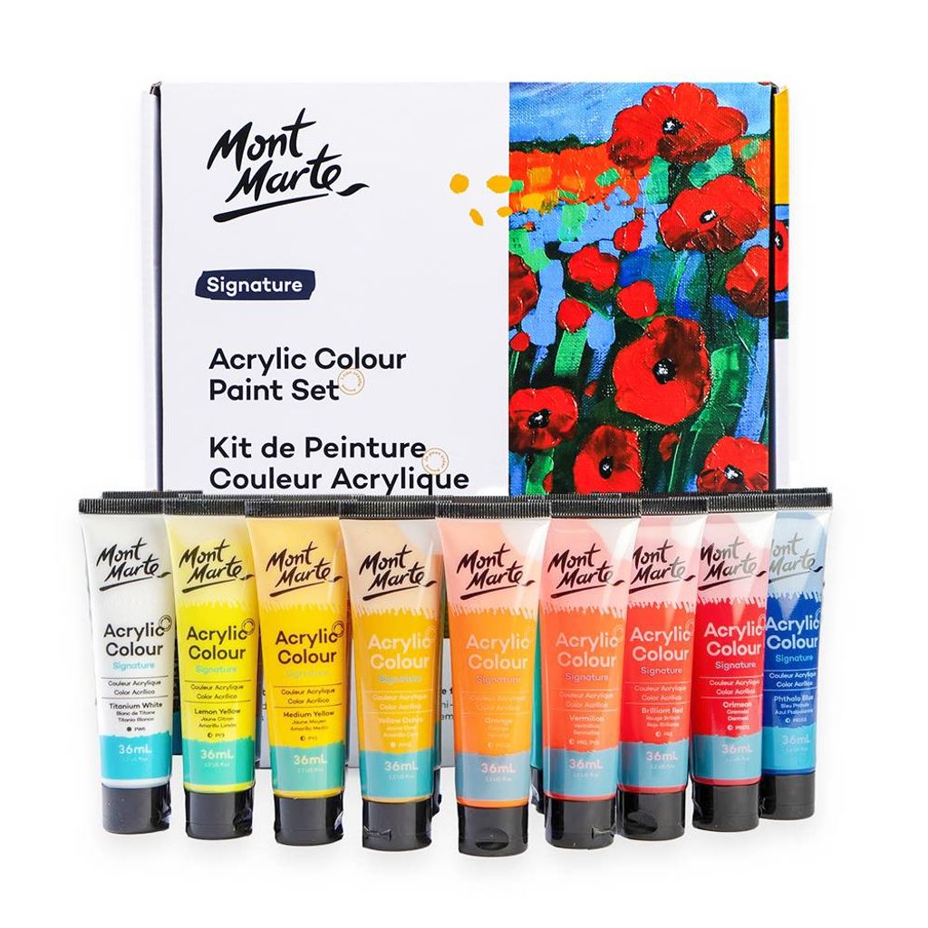 Mont Marte Acrylfarben Set – 18 Farben x 36ml Tuben – Ideal Produktbild 