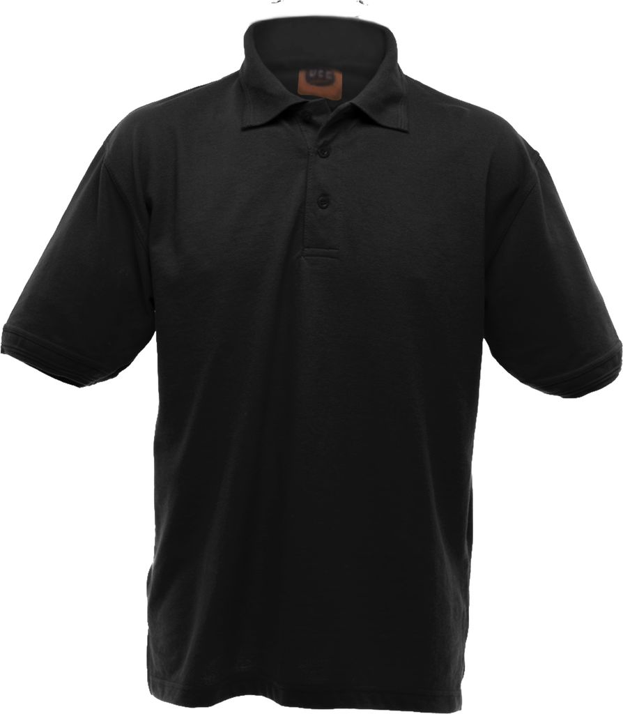UCC 50/50 Heavyweight Pique Herren Polo-Shirt, Kurzarm BC1195 (4XL) (Schwarz)