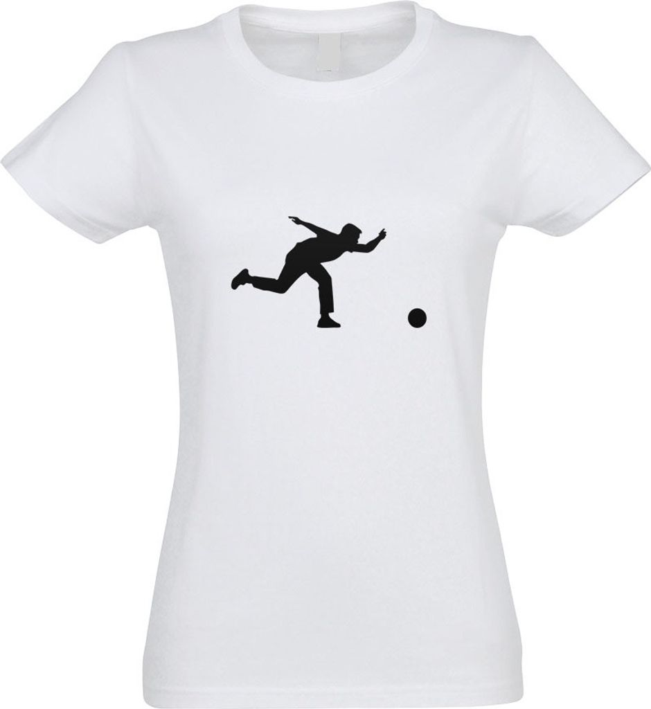 Kiwistar - T-Shirt tailliert - Damen - Weiss - Bowling Kegeln Figur Spieler - mit Motiv Bedruckt - Funshirt Design - Sport - Freizeit - Damen - L