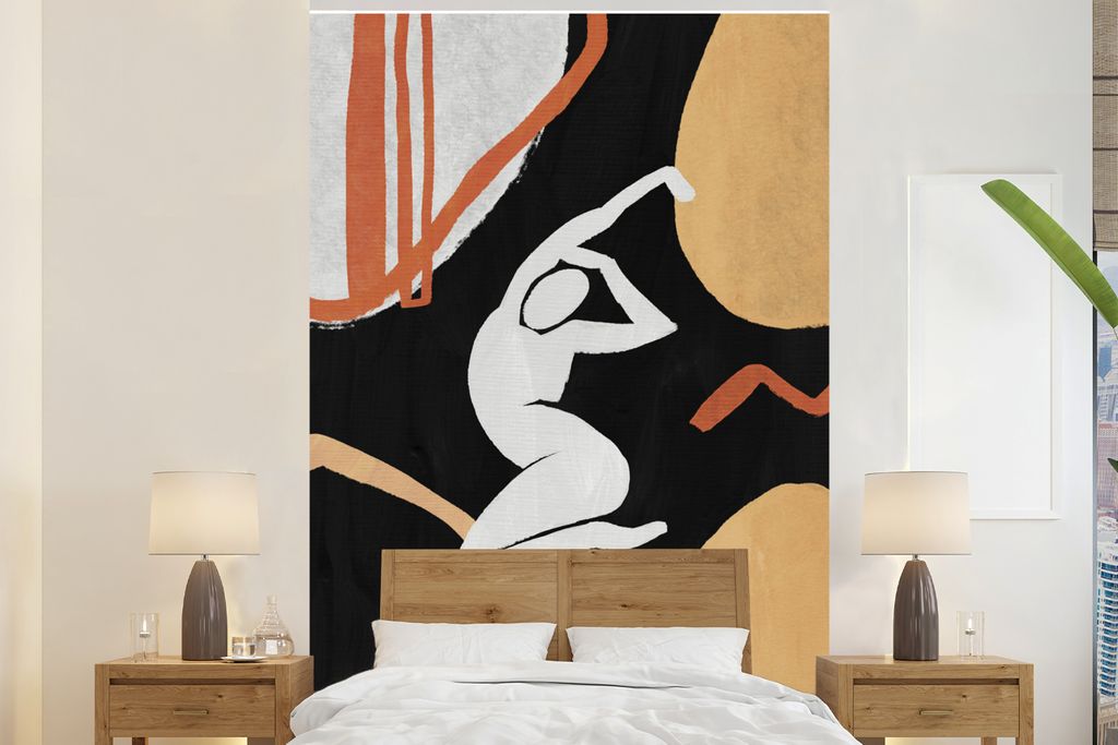 MuchoWow Fototapete für Wohnzimmer oder Schlafzimmer Wandtapete Vinyl Motivtapete Frau - Formen - Abstrakt - 225x350 cm - Schlafzimmer tapete