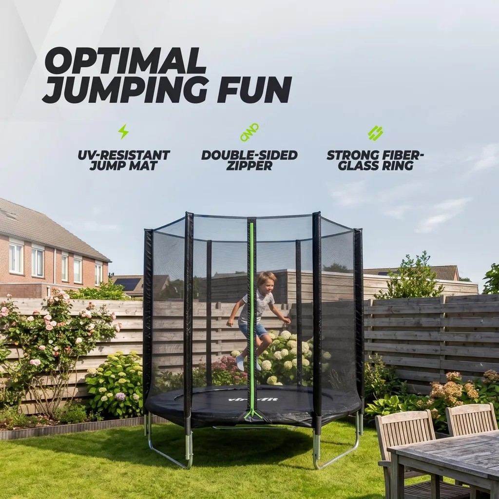 Trampoline VirtuFit 183 cm noir : structure robuste et filet inclus - 2