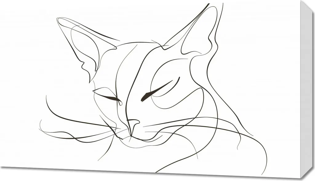 Quadro Gatto Moderno 70x40 Line Design - Arredo Parete Minimalista