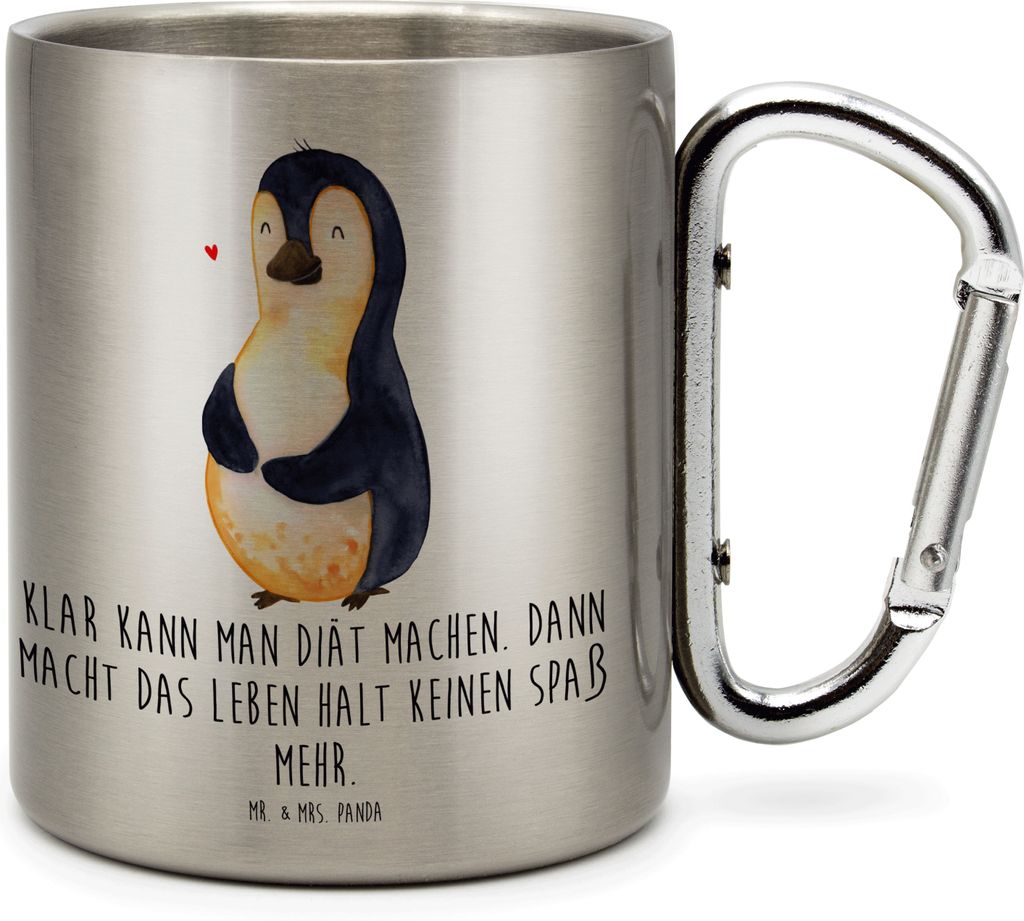 Mr. & Mrs. Panda Edelstahl-Thermobecher Pinguin Diät - Transparent - Geschenk, Abnehmen, Gewicht, thermotasse, Becher Aus Edelstahl, Teetasse, The...