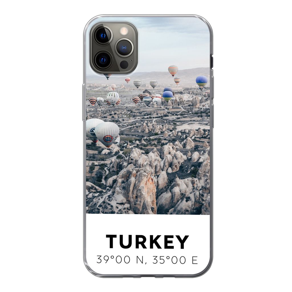 MuchoWow Handyhülle Schutzhülle Hülle für iPhone 12 Pro Max Türkei - Felsen - Luftballons Silikon Softcase Handy Hülle - Hartschale