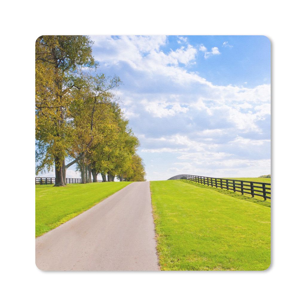 MuchoWow Mauspad Mousepad Wolken - Bäume - Straße 30x30 cm - Mousepads - Maus Mat - Pad - Mausunterlage - Gaming