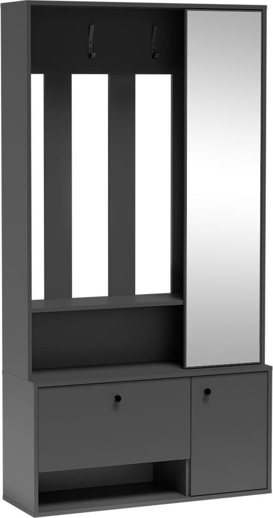 Garderobe mit Spiegel in Grafit - Funktional für Jacken und Schuhe