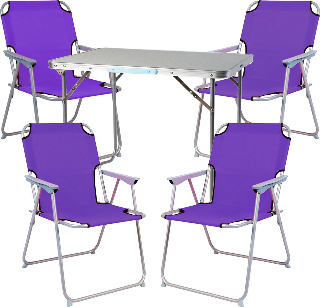 5-teiliges Campingmöbel Set Alu L70xB50xH59cm lila