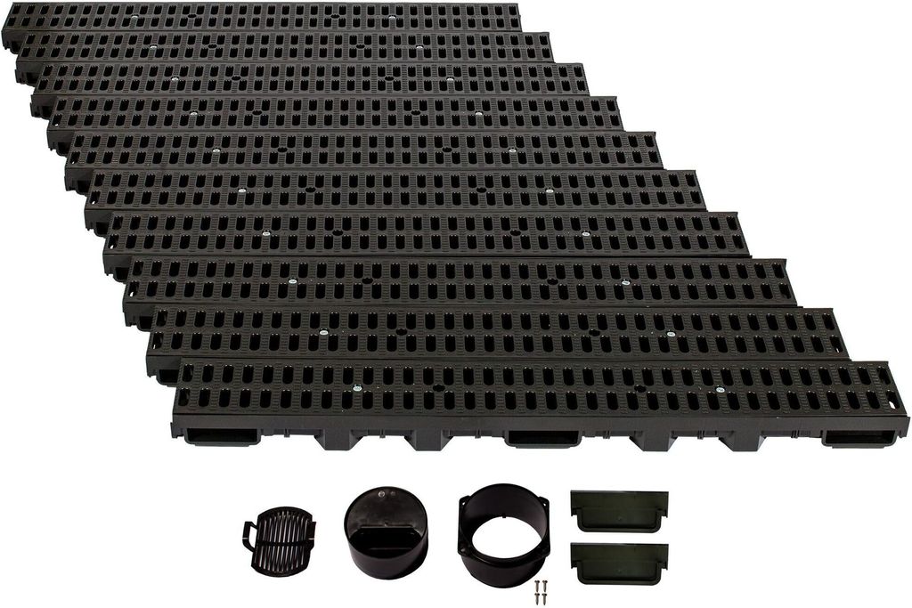 Entwässerungsrinne Höhe 60mm Kunststoff 10m, Stegrost, Produktbild 