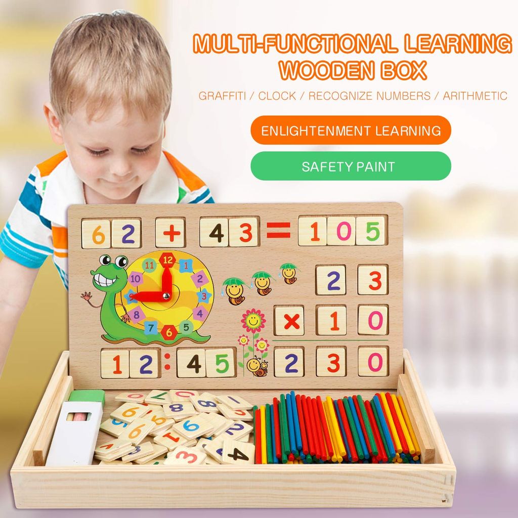 Holzspielzeug Montessori Mathe Spiel Lernbox 1x1 Einmaleins Zahlen Rechnen DHL 