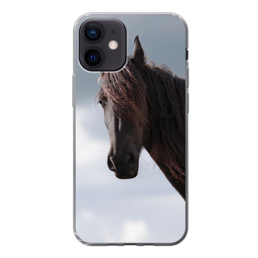 MuchoWow Handyhülle Schutzhülle Hülle für iPhone 12 Pferde - Himmel - Porträt Silikon Softcase Handy Hülle - Schutzhülle