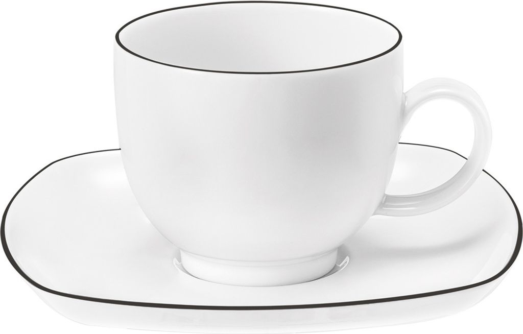 Seltmann Weiden Lido Black Line eckig Kaffeetasse 0,22 l + Untertasse 2 tlg.. Set