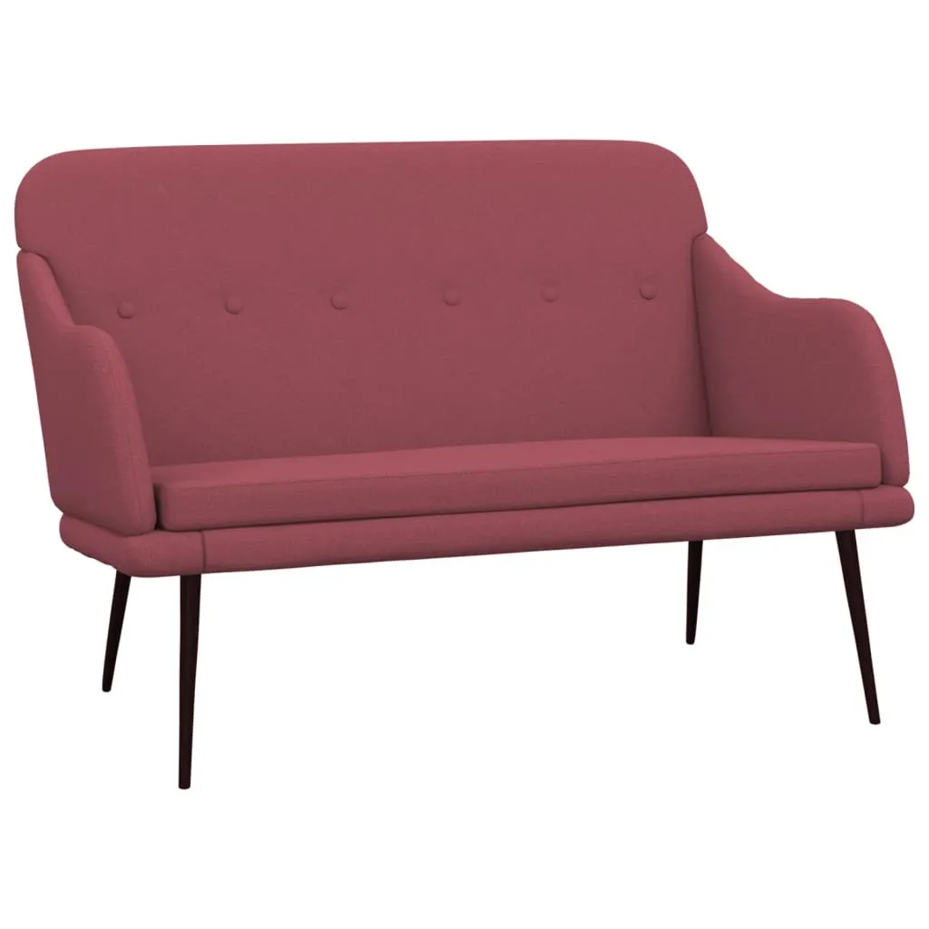 Banc en tissu rouge vin 110x76x80 cm avec assise rembourrée douce