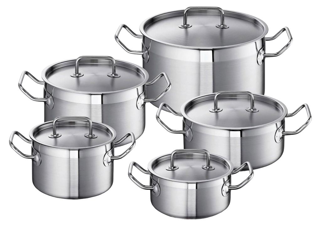 Profi-Line Topfset 5-teilig mit Kupferboden, Edelstahl, Silber