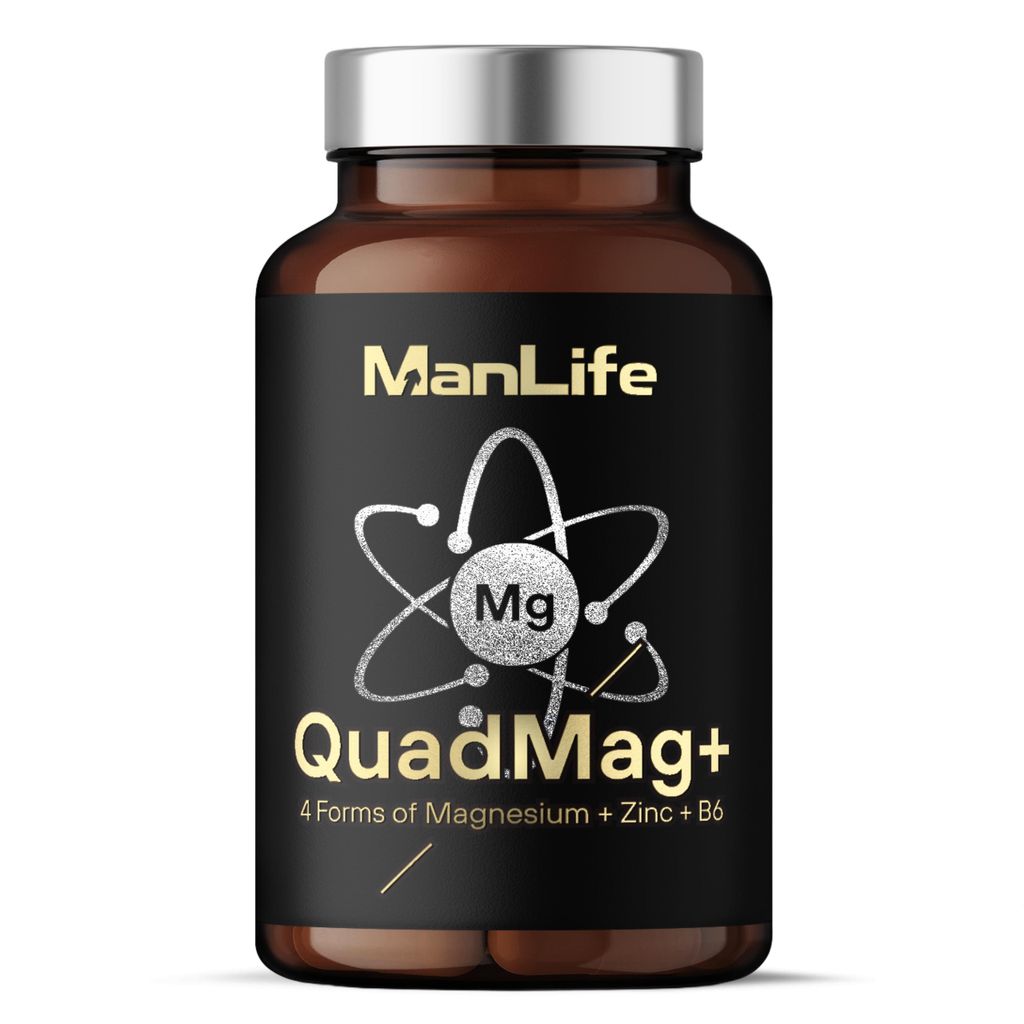 QuadMag – 4 Magnesiumquellen mit Zink & Vitamin B6, 375 mg Magnesium – ManLife 90 vegane Kapseln