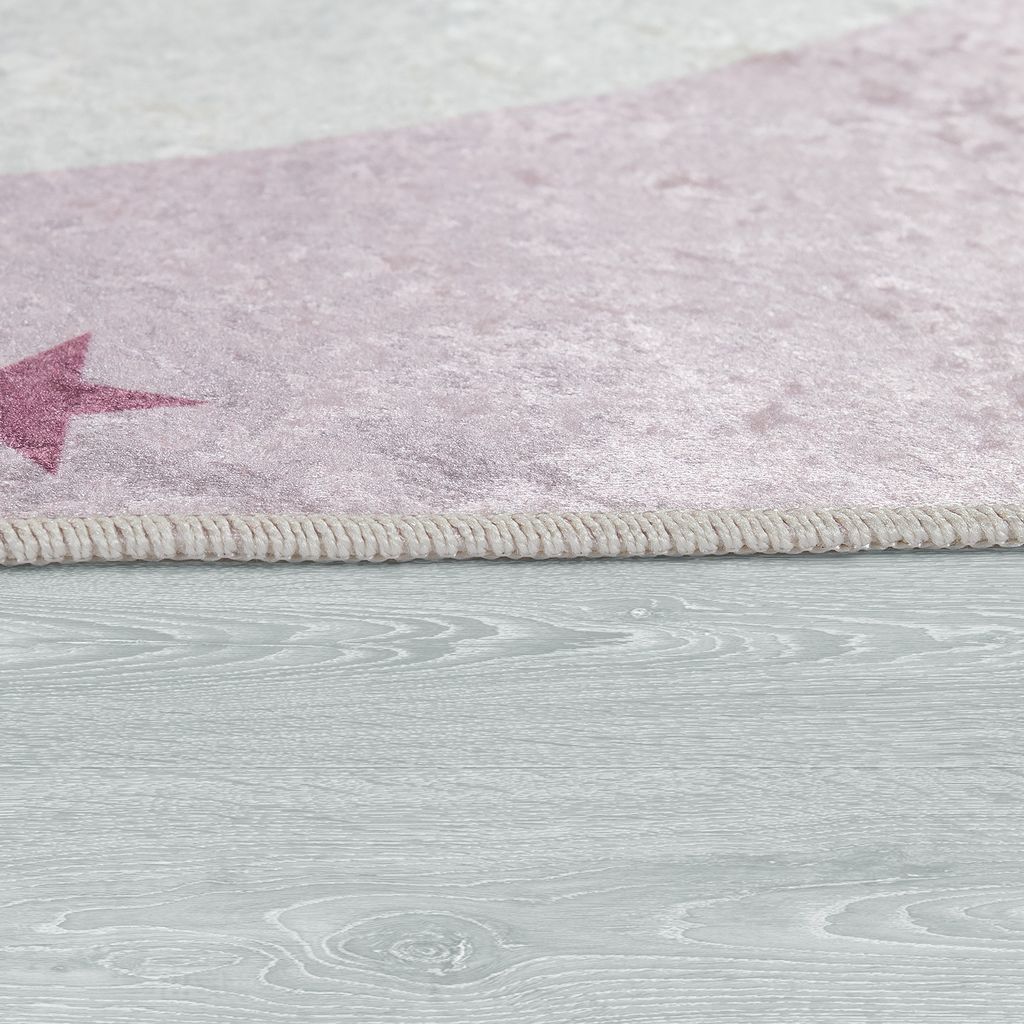 Kinderteppich Kinderzimmer Mädchen Waschbar Sterne Produktbild 2