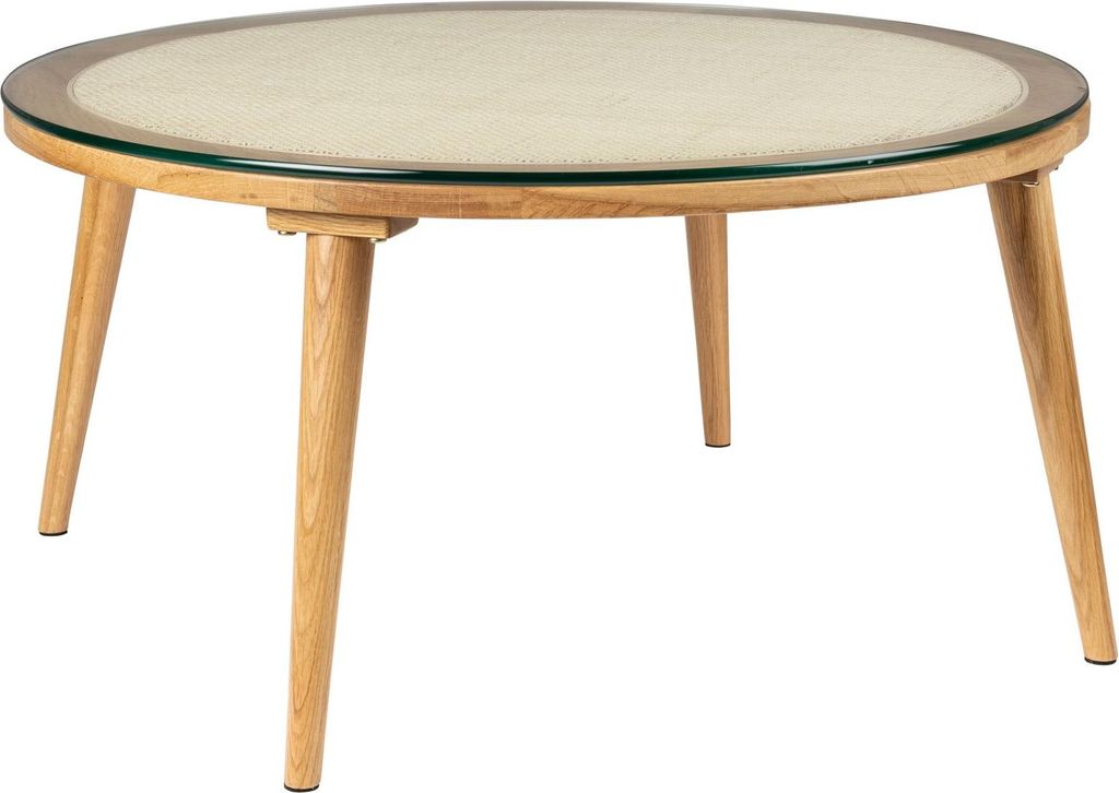 Housecraft Living Haru Couchtisch Rund Glas/Holz 70x70 cm Naturfarben