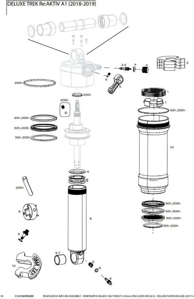 Rockshox Deluxe Debonair Amortisseur à Air Ajustable 225/250 x 75 mm
