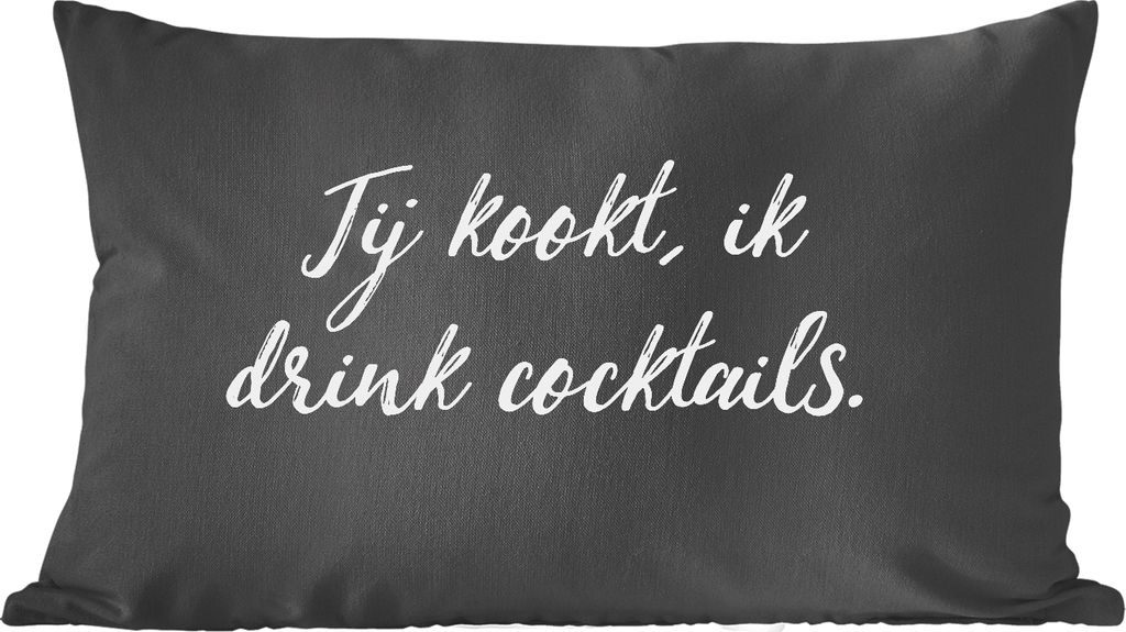 MuchoWow Zierkissen Sofakissen Wohnzimmer Dekokissen 60x40 cm Du kochst, ich trinke Cocktails - Zitate - Sprichwörter - Cocktail - Getränke - K...