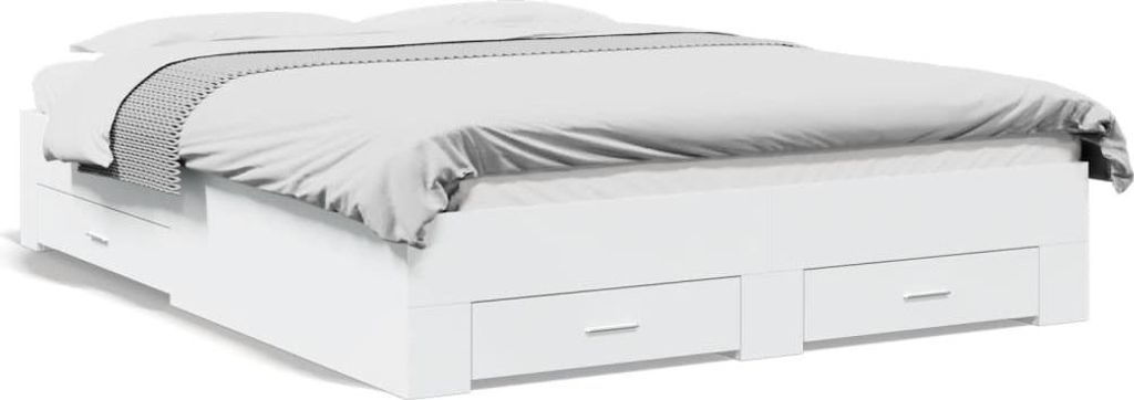 vidaXL Rám postele so zásuvkami biely 160x200 cm materiál Obrázok produktu 