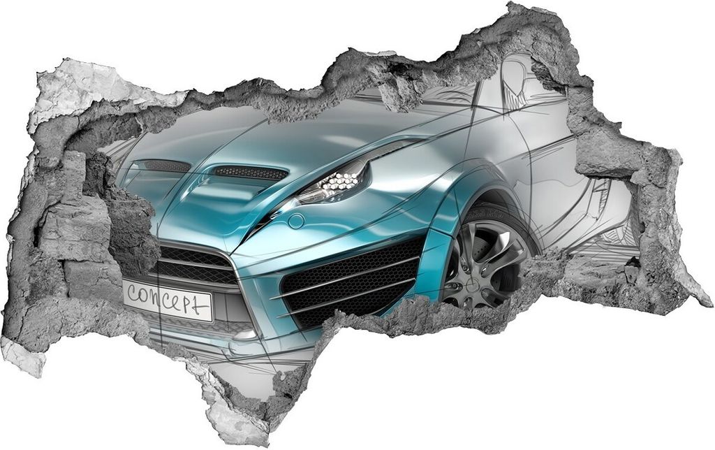 Selbstklebender Loch-3D-Aufkleber 95x73 cm Skizze Auto