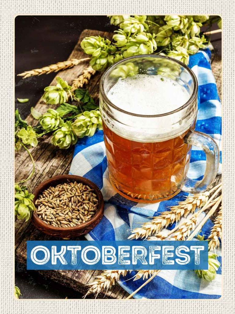 vianmo Holzschild 40x30 cm Oktoberfesz Bier Glas Weizen Deutschland