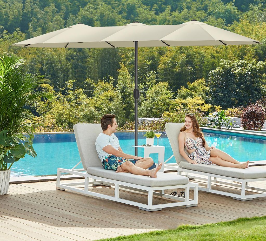 SONGMICS Doppelsonnenschirm, extra großer Sonnenschirm, Gartenschirm, UPF 50+