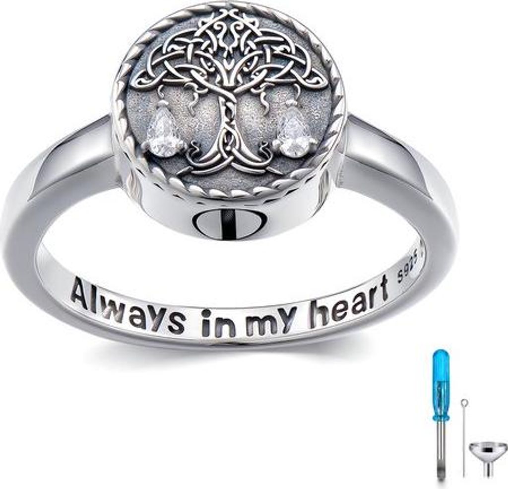 Luxe Asring – 925 Silber - Handgefertigter Urnring / Produktbild 