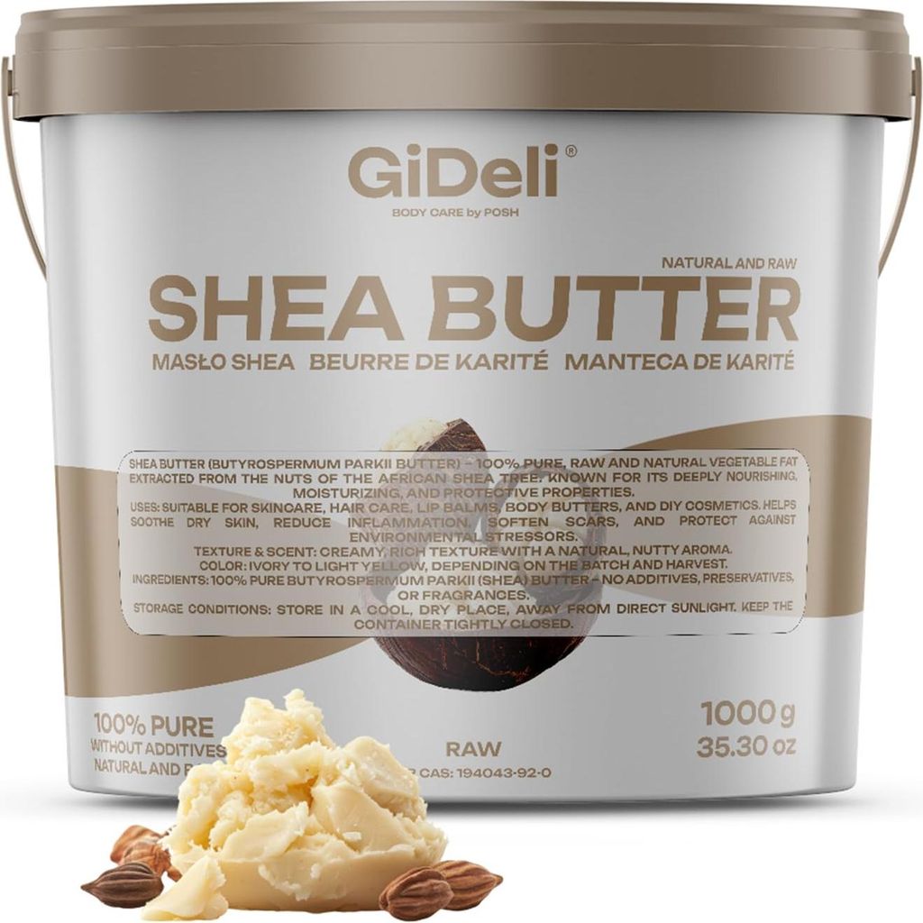 Sheabutter 1kg Unraffiniert A-Grade Handgeknetet Natur Körperbutter GiDeli