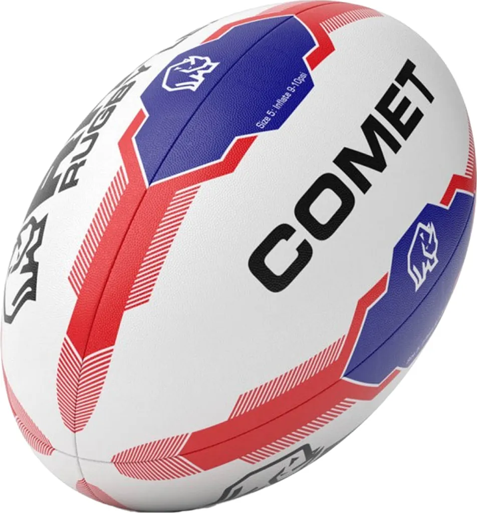 Ballon de rugby blanc antidérapant Rhino Comet CS2338 taille 4