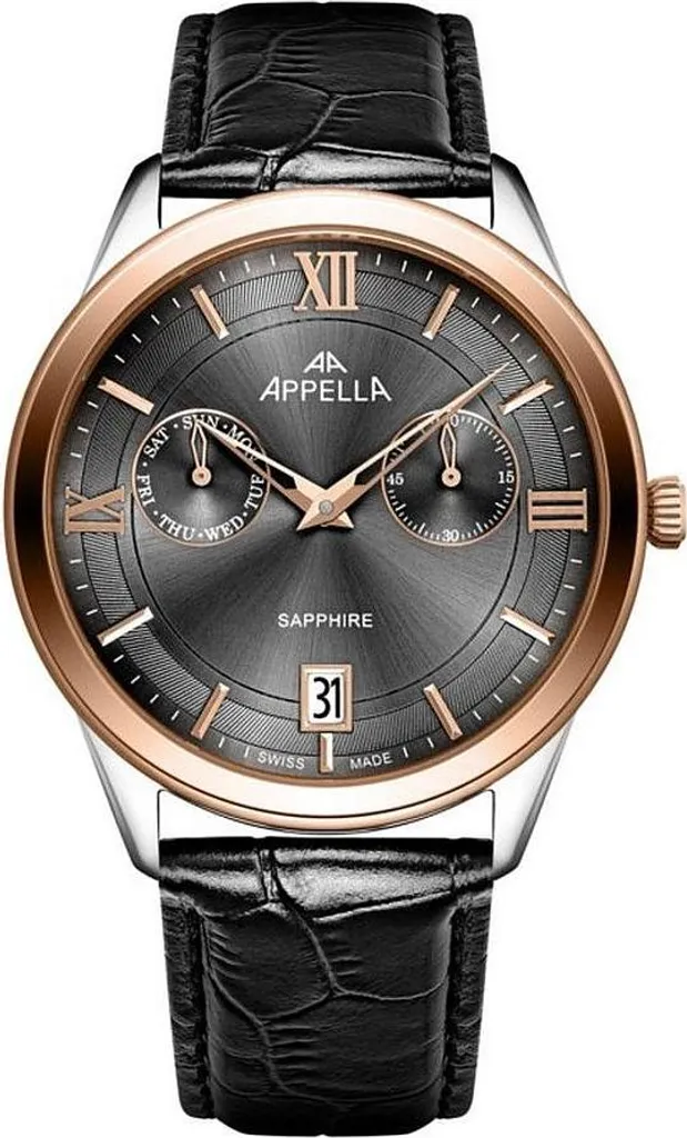 Montre analogique pour homme Appella en cuir brun et cadran raffiné 40mm