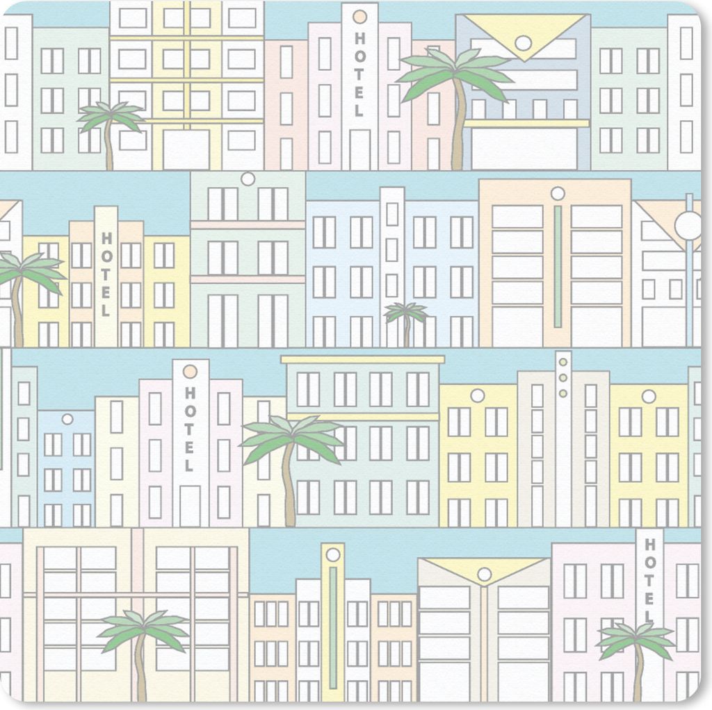 MuchoWow Mauspad Mousepad Miami - Skyline - Muster - USA 30x30 cm - Mousepads - Maus Mat - Pad - Mausunterlage - Gaming