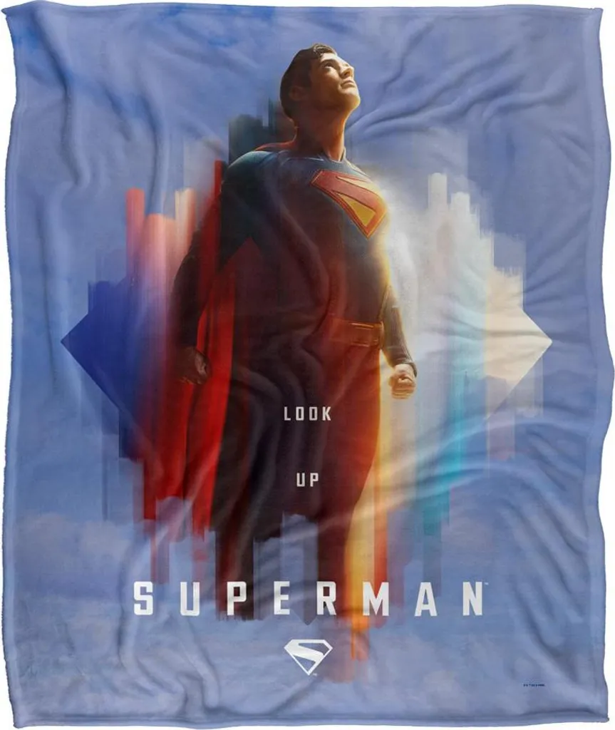 Plaid Superman de Protection TV23986 Doux pour Canapé et Lit en Bleu