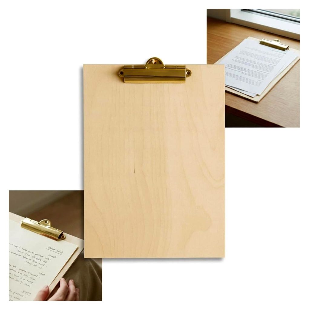 Holz-Clipboard A4 mit Goldclip