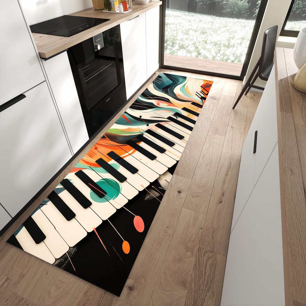 Küchenteppich 80x280cm rutschfest & abwischbar PVC Läufer - Farben Klavier