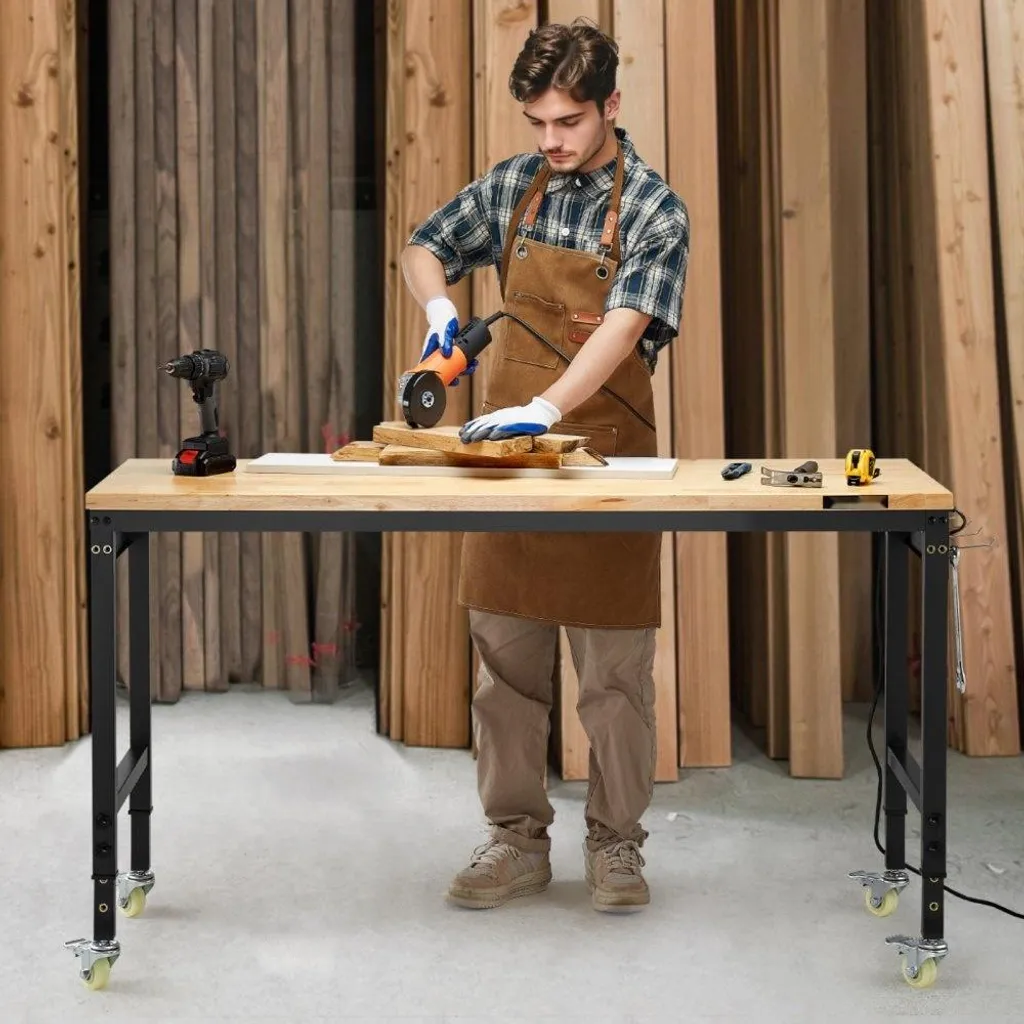 Poste de travail réglable pour atelier 907kg - Établi 152cm avec prises - 8